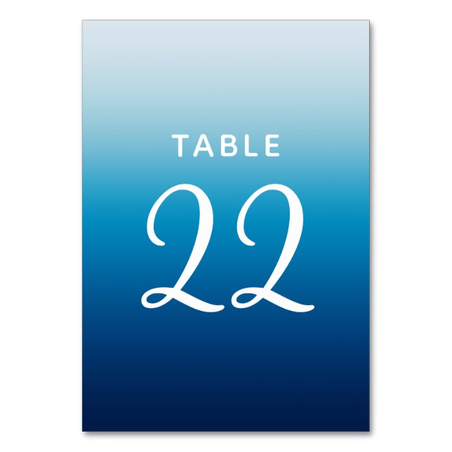 Seaside Sky and Ocean Blue Gradient Table Number (Back)