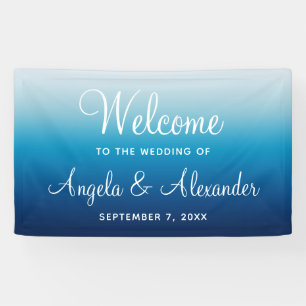 Seaside Sky and Ocean Blue Gradient Wedding Banner