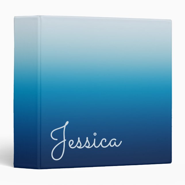 Seaside Sky and Ocean Blue Ombre 3 Ring Binder (Front/Spine)
