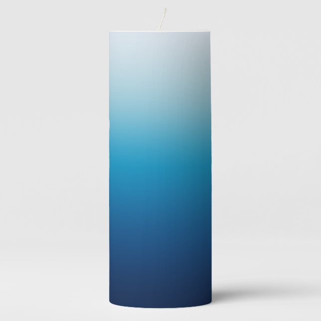 Seaside Sky and Ocean Blue Ombre Pillar Candle (Front)