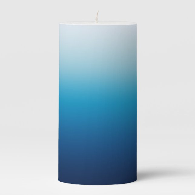 Seaside Sky and Ocean Blue Ombre Pillar Candle (Front)