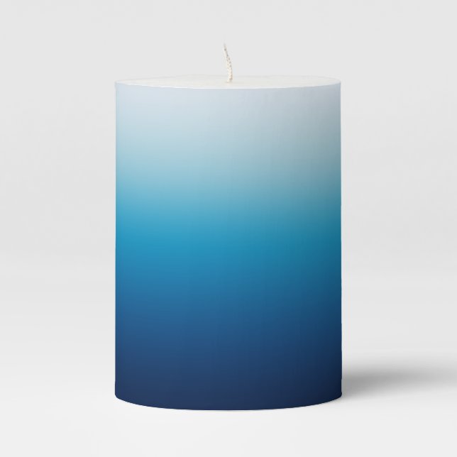 Seaside Sky and Ocean Blue Ombre Pillar Candle (Front)