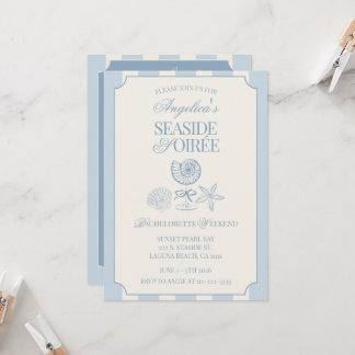 Seaside Soiree Bachelorette Weekend Itinerary and  Invitation