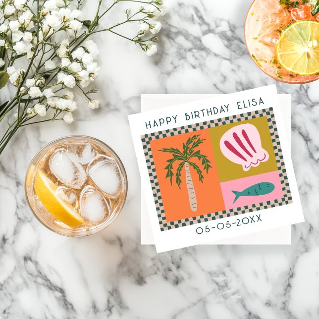 Seaside Soiree BIRTHDAY Modern Cute CUSTOM Napkins (Seaside Soiree BIRTHDAY Modern Cute CUSTOM Napkins
)