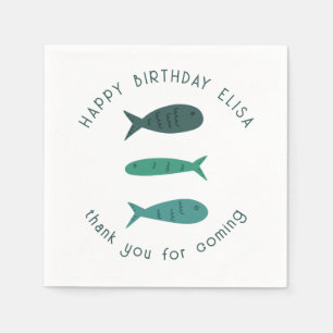 Seaside Soiree BIRTHDAY PARTY Cute Fishes CUSTOM  Napkins