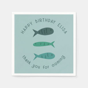 Seaside Soiree BIRTHDAY PARTY Cute Fishes CUSTOM Napkins