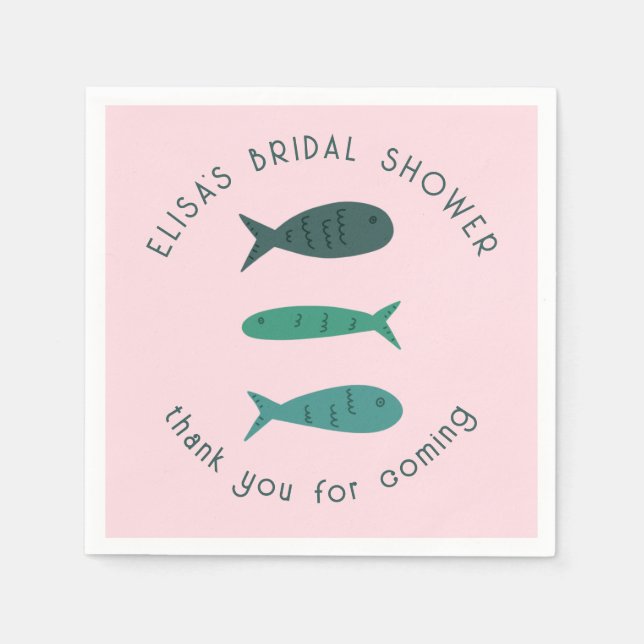 Seaside Soiree Bridal Shower Cute Fishes CUSTOM Napkins (Front)