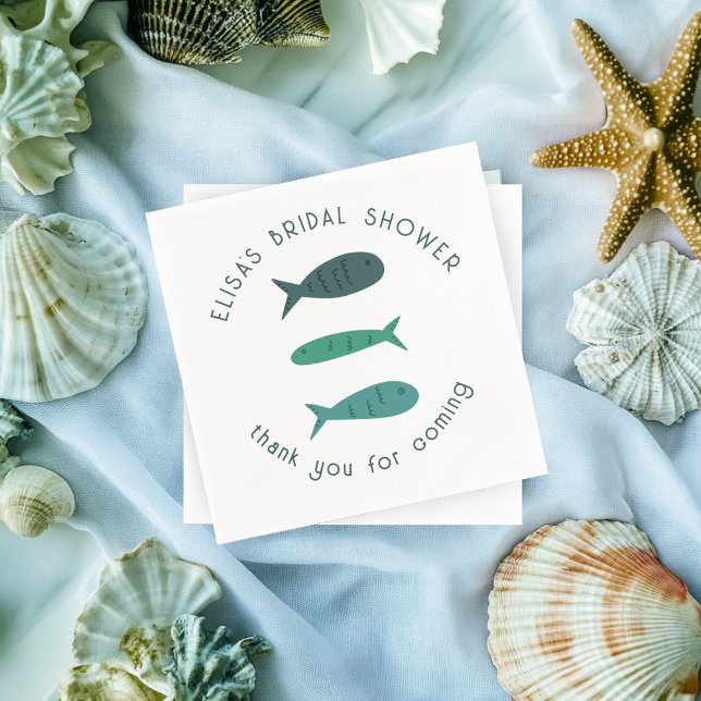 Seaside Soiree Bridal Shower Cute Fishes CUSTOM Napkins (Seaside Soiree Bridal Shower Cute Fishes CUSTOM Napkins
)