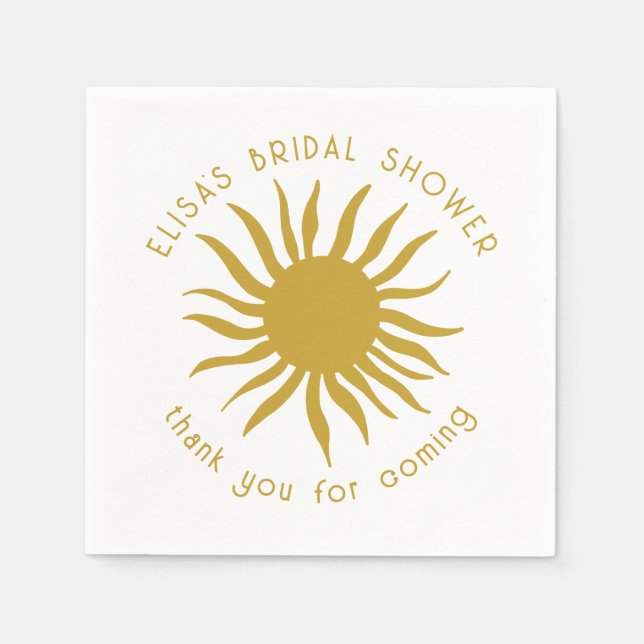 Seaside Soiree Bridal Shower Cute Sun CUSTOM Napkins (Front)