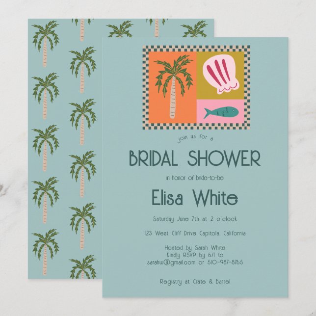 Seaside Soiree Bridal Shower Modern Cute CUSTOM Invitation (Front/Back)