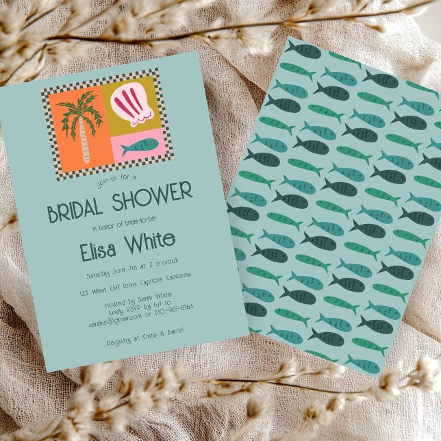 Seaside Soiree Bridal Shower Modern Cute CUSTOM Invitation (Seaside Soiree Bridal Shower Modern Cute CUSTOM Invitation
)