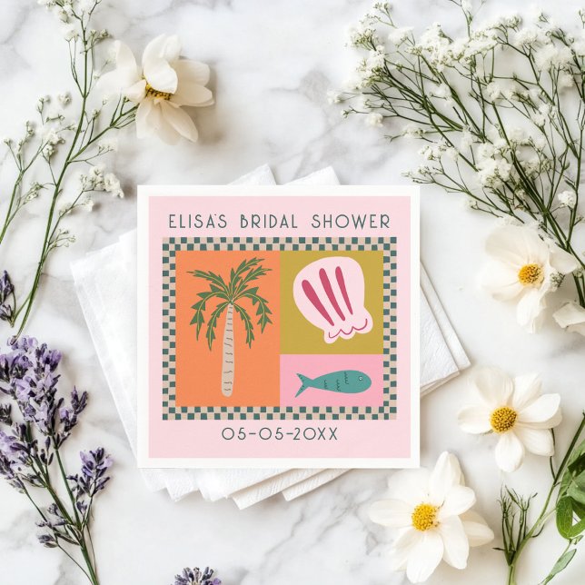 Seaside Soiree Bridal Shower Modern Cute CUSTOM Napkins (Seaside Soiree Beach Bridal Shower Modern Cute CUSTOM Napkins
)