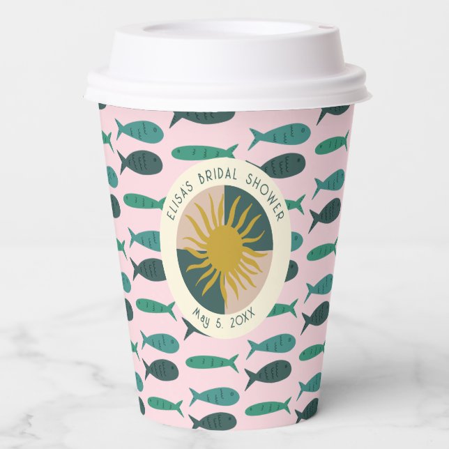 Seaside Soiree Bridal Shower Modern Cute CUSTOM Paper Cups (Front)