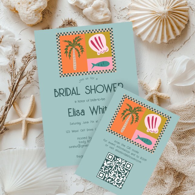 Seaside Soiree Bridal Shower Modern Cute CUSTOM QR Enclosure Card (Seaside Soiree Bridal Shower Modern Cute CUSTOM QR Enclosure Card
)