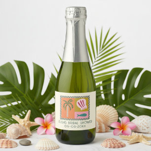 Seaside Soiree Bridal Shower Modern Cute CUSTOM Sparkling Wine Label