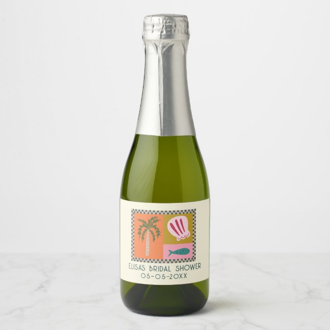 Seaside Soiree Bridal Shower Modern Cute CUSTOM Sparkling Wine Label (Front)