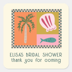Seaside Soiree Bridal Shower Modern Cute CUSTOM Square Sticker