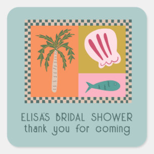 Seaside Soiree Bridal Shower Modern Cute CUSTOM Square Sticker