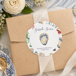 Seaside Soirée Coastal Bridal Shower Classic Round Sticker