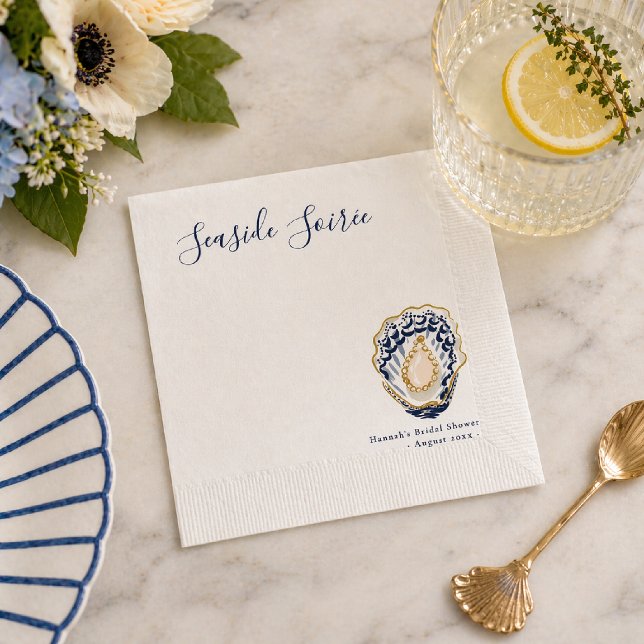 Seaside Soirée Coastal Bridal Shower Napkin (Creator Uploaded)