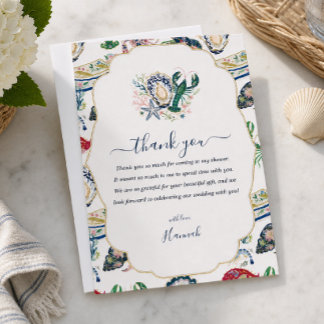 Seaside Soirée Coastal Bridal Shower Thank You Card