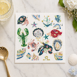 Seaside Soirée Coastal Pattern Napkins