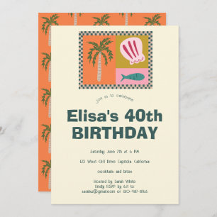 Seaside Soiree Modern Cute CUSTOM Birthday Party Invitation