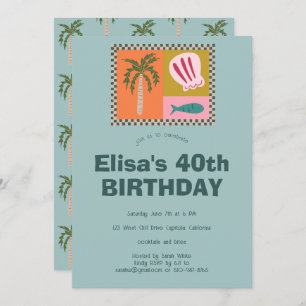 Seaside Soiree  Modern Cute CUSTOM Birthday Party Invitation