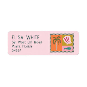 Seaside Soiree Palm Tree Shells Modern Cute CUSTOM Label