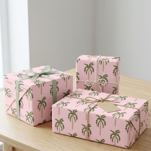 Seaside Soiree Palm Trees Pink Cute CUSTOM Wrapping Paper Sheets (Seaside Soiree Palm Trees Pink Cute CUSTOM Wrapping Paper Sheets
)