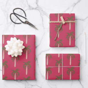 Seaside Soiree Palm Trees Pink Cute CUSTOM Wrapping Paper Sheets