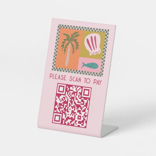 Seaside Soiree SCAN TO PAY Modern Cute CUSTOM QR Pedestal Sign