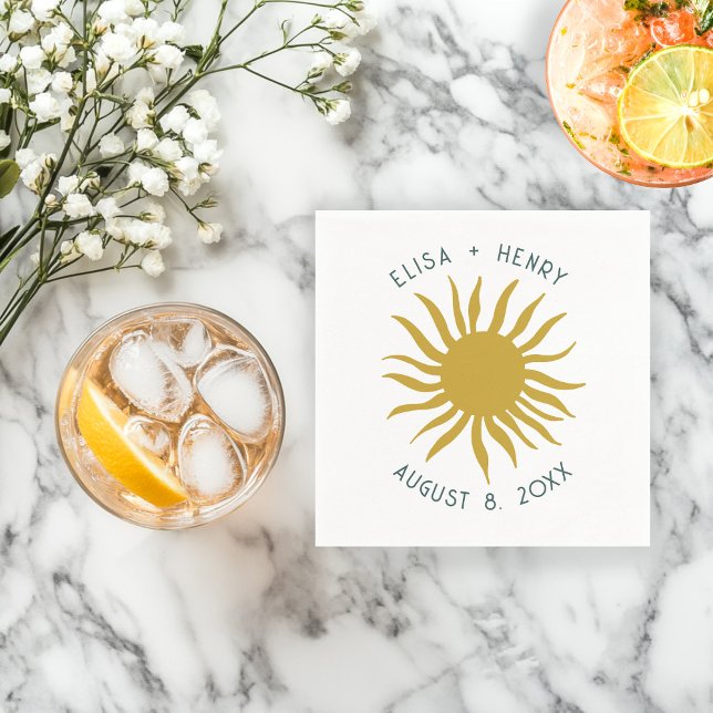 Seaside Soiree WEDDING Engagement Cute Sun CUSTOM Napkins (Seaside Soiree WEDDING Engagement Cute Sun CUSTOM Napkins
)