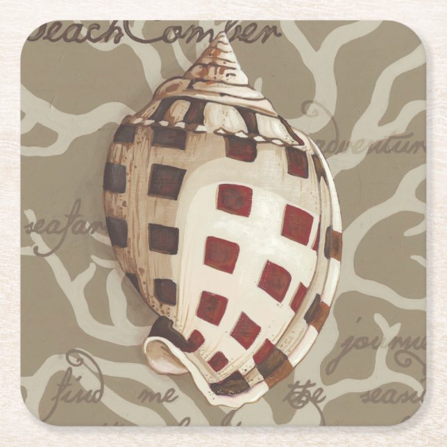 Seaside Sonnet I Square Paper Coaster (Front)