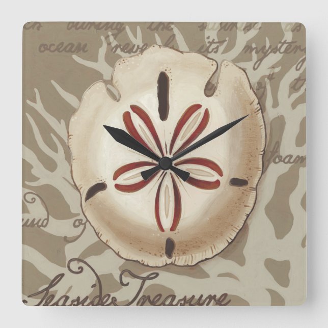Seaside Sonnet III Square Wall Clock (Front)