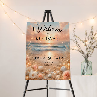 Seaside Sparkle and Sunset Bridal Shower Welcome Foam Board