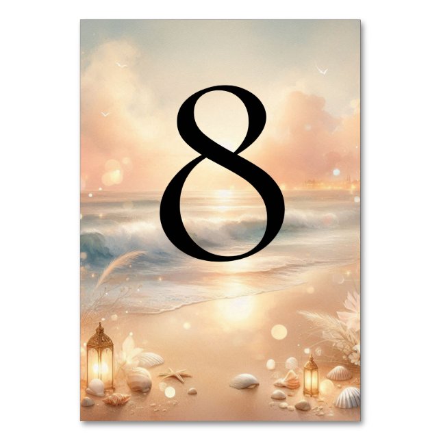 Seaside Sparkle and Sunset Dreams  Table Number (Front)