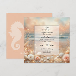 Seaside Sparkle and Sunset Dreams Wedding Invitation