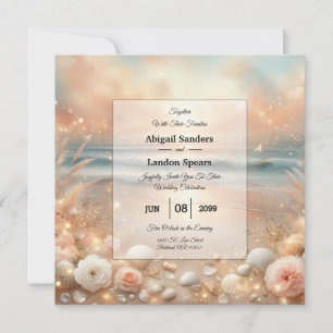 Seaside Sparkle and Sunset Dreams Wedding Invitation