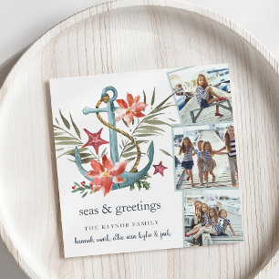 Seaside   Square Holiday Photo Collage Card