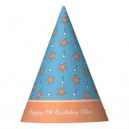 Seaside Stars and Music Notes Happy Birthday Age Party Hat