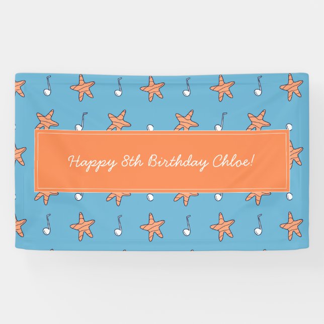 Seaside Stars and Music Notes Happy Birthday Banner (Horizontal)