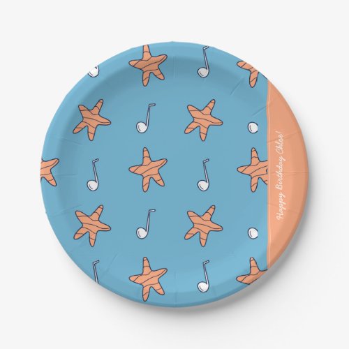 Seaside Stars and Music Notes Happy Birthday Paper Plates