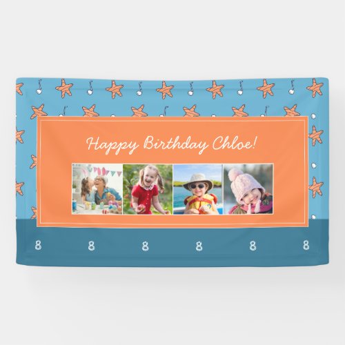 Seaside Stars and Music Notes Happy Birthday Photo Banner