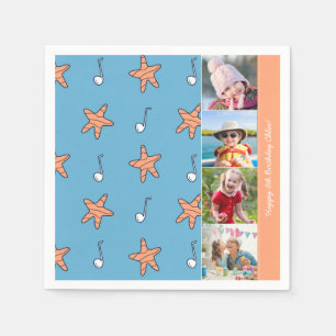 Seaside Stars and Music Notes Happy Birthday Photo Napkins