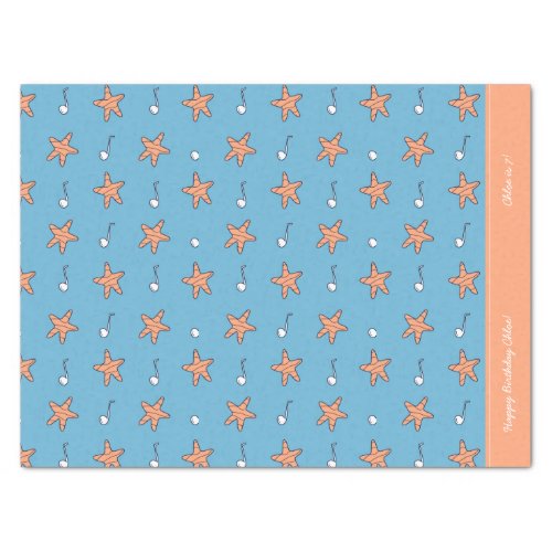 Seaside Stars and Music Notes Happy Birthday Tissue Paper