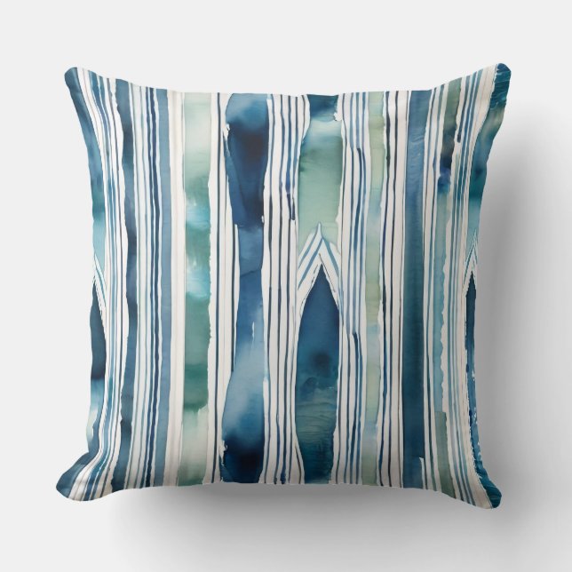 Seaside Stripe & Shape Coastal Decor Throw Pillow (Front)