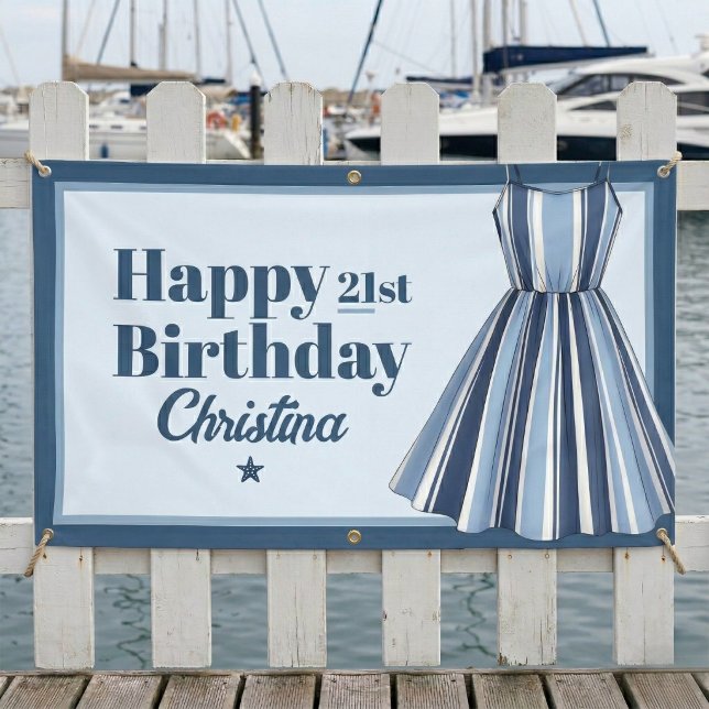 Seaside Stripes Celebration Birthday  Banner (Add a touch of nautical class to any birthday)
