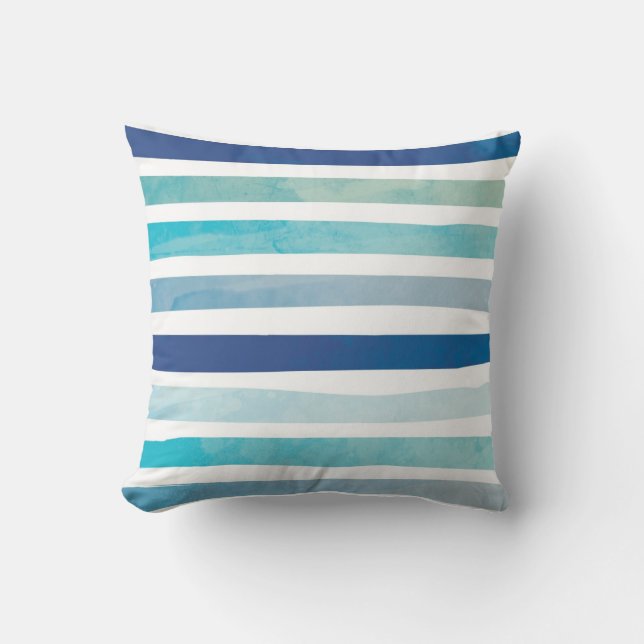 Seaside Stripes Throw Pillow (Front)