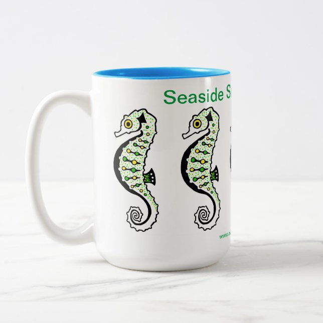 Seaside Summer Holiday - Seahorses Two-Tone Coffee Mug (Left)